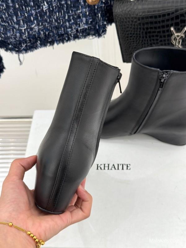 Khaite Retro Pointed Toe Height Increasing Ankle Boots - KFY00390