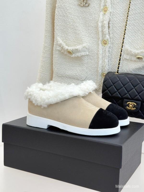 Chanel 2025/SS Double C Color-Block Shearling Snow Boots - KFY00270