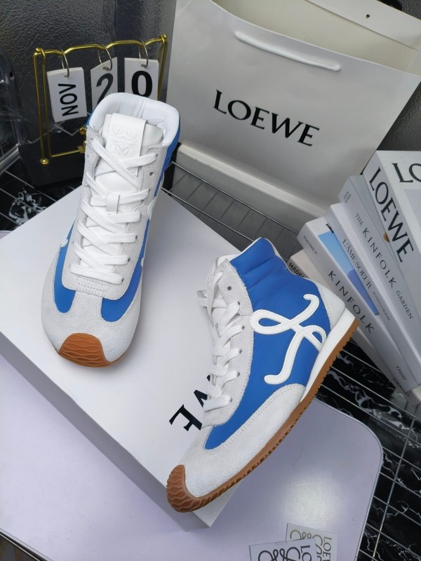 LOEWE High-Top German Training Sneakers Retro Fashion Casual White Shoes - LY00330