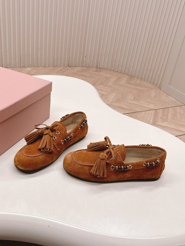 Miu Miu Fall/Winter 2025 Tassel Loafer Mule with Beaded Accents - LY00330