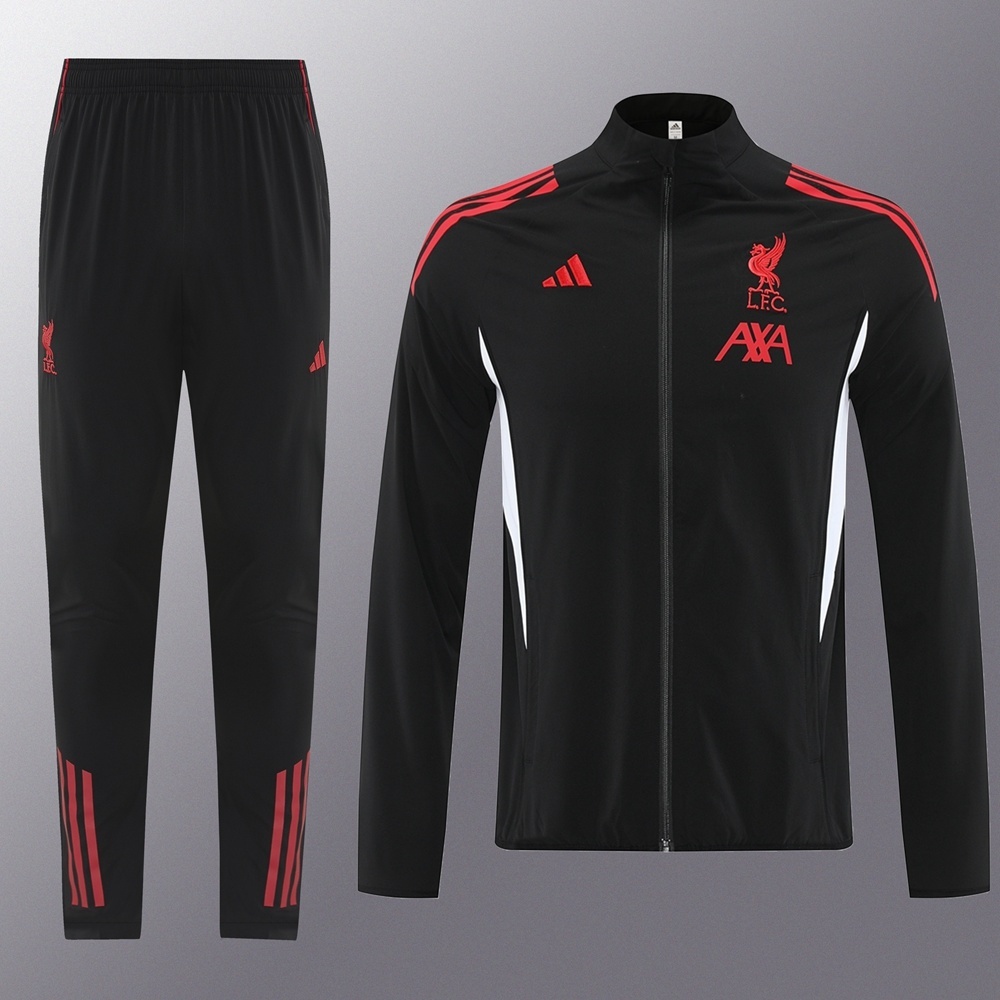 25/26 Liverpool Black S-2XL Half Zipper Jacket+Long Pants
