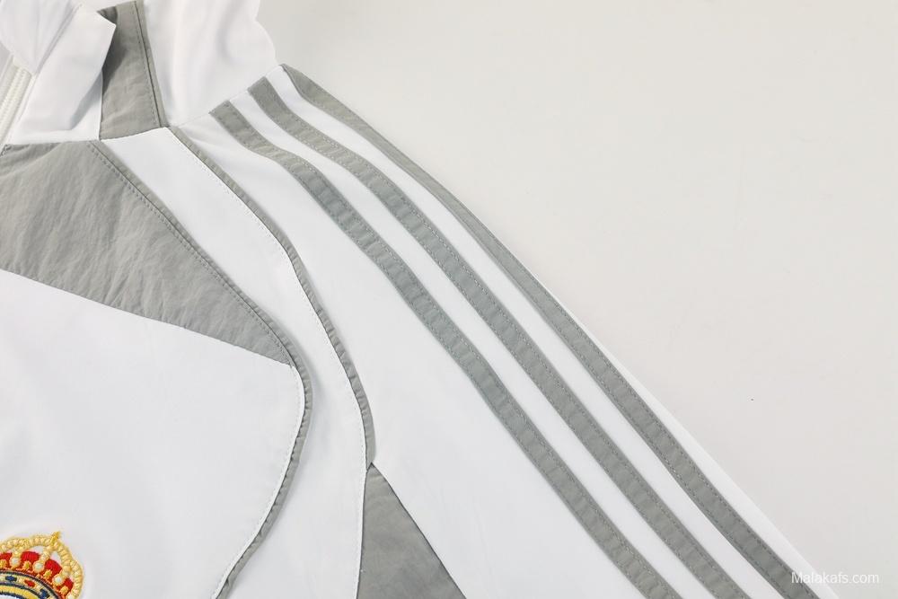 25/26 Real Madrid White Half Zipper Jacket+Long Pants S-3XL