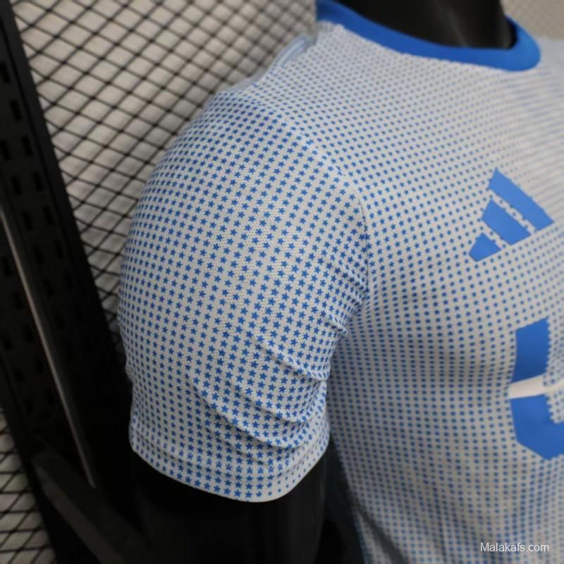 2025 Player Version  USA  Away White with Blue Halftone Gradient Pattern World Cup Commemorative Jersey