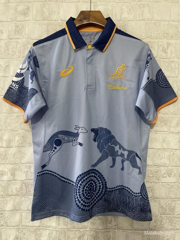 2026 Australia Wallabies Light Blue with Indigenous Art Design Jersey