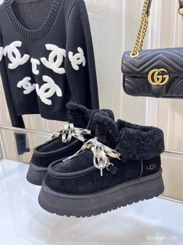 UGG Fluff Yeah Slide Fur Slippers with Chunky Sole - MJ00280