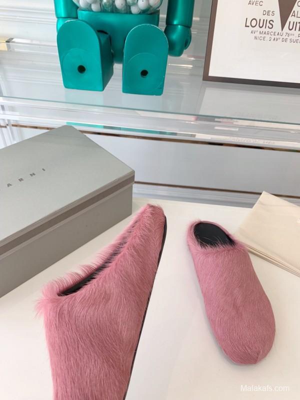 Marni 2025/SS Mule Shoes with Pony Hair - LY00