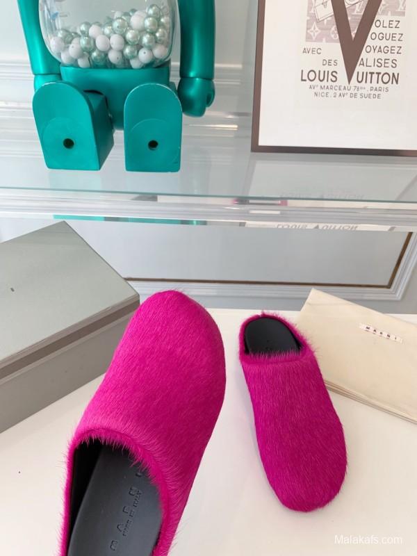 Marni 2025/SS Mule Shoes with Pony Hair Design - LY00