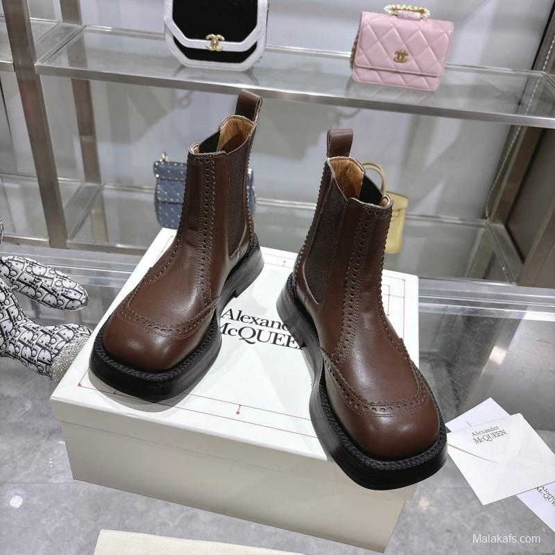 Alexander McQUEEN Retro Chelsea Short Boots Spring Autumn Collection - KFY00340