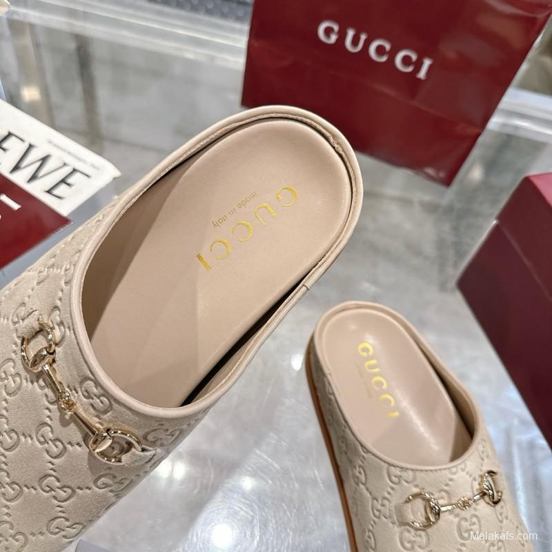 Gucci Camel Suede Horsebit Women's Barefoot Mules - LY00240