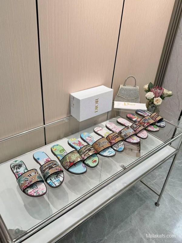 Dior 2025/ss Embroidered Monogram Slippers with Sheepskin Lining - LY00200/LY00240