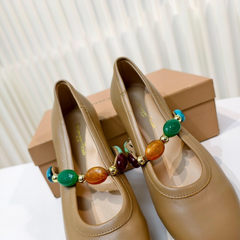 Gianvito Rossi Bohemian Style Turquoise Flat Ballet Shoes - LY00320
