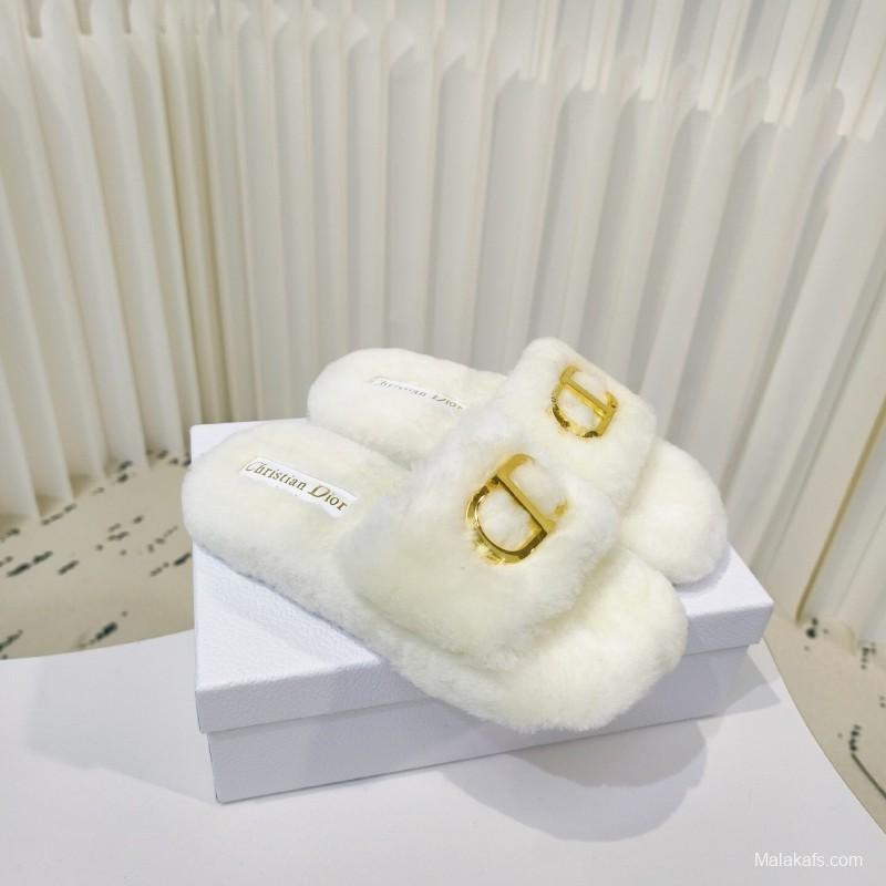 Dior Metal Buckle Wool Slippers Collection - LY00280