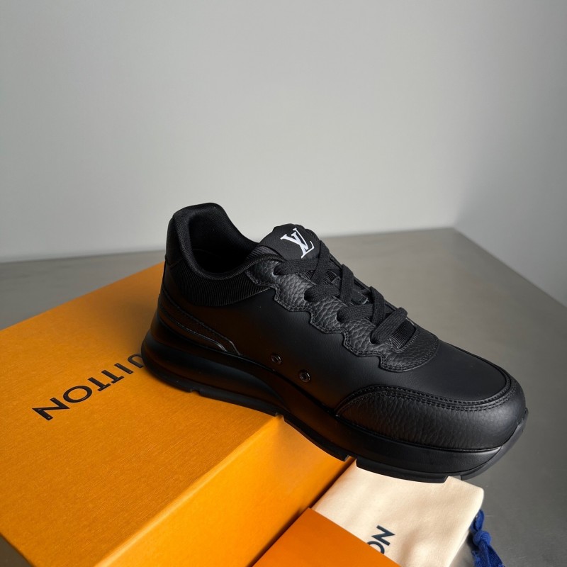 Lv Classic Leather Round Toe Lace-Up Low Top Casual Shoes - YC