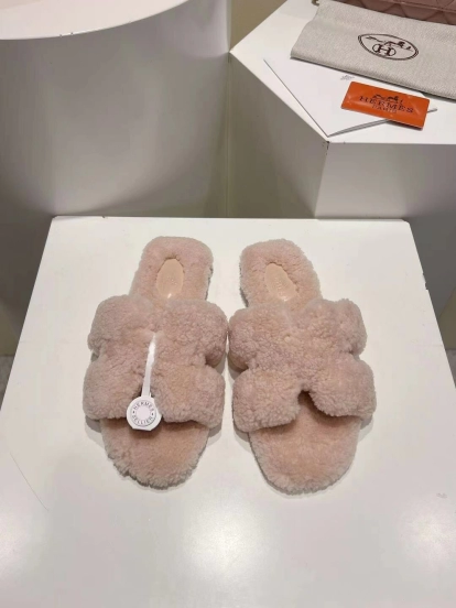 Hermès Teddy Wool Flat Slippers for Autumn/Winter - LY00240