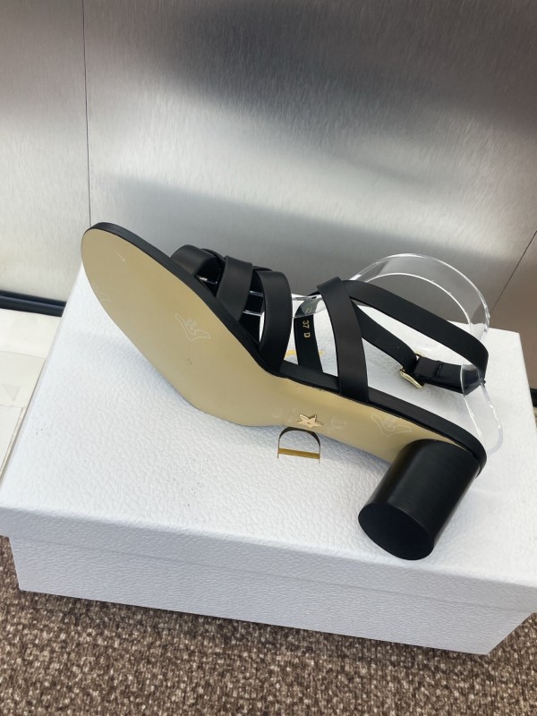 Dior D-Club Jelly Color Hollow Layered Cross Strap Mid Heel Women Shoes - KFY00290