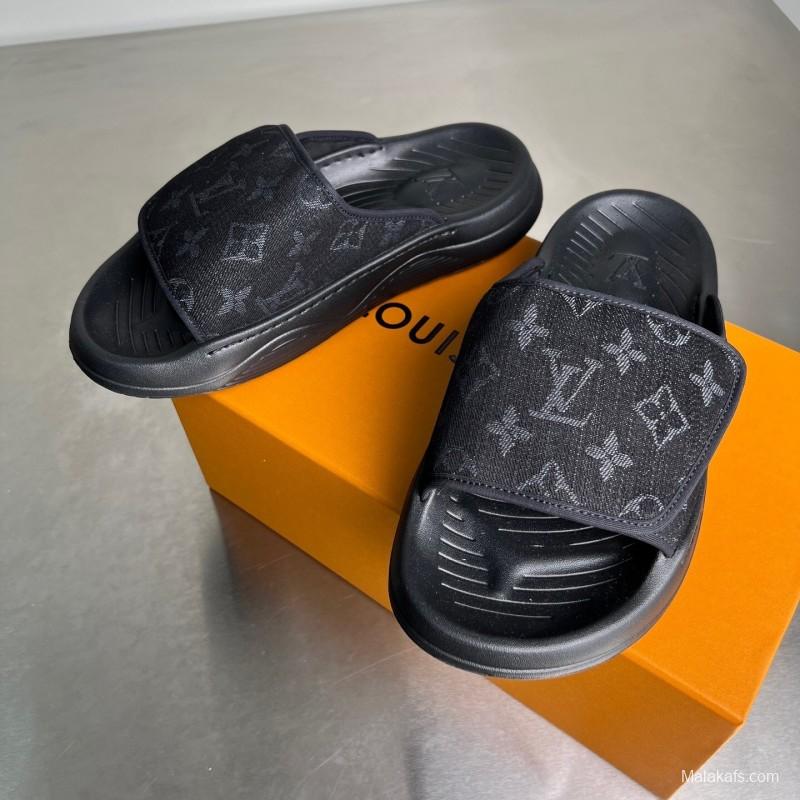 Louis Vuitton Miami Mule Slip-On Sandals with Hook and Loop Fastener - YC