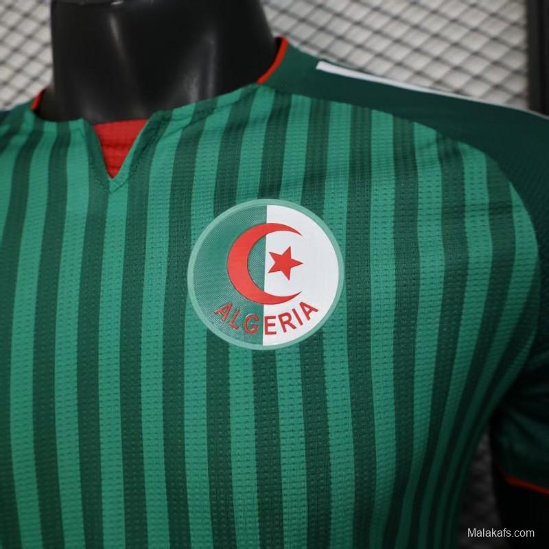 Player Version 2026 Algeria Home Green with Vertical Stripe Pattern Jersey
