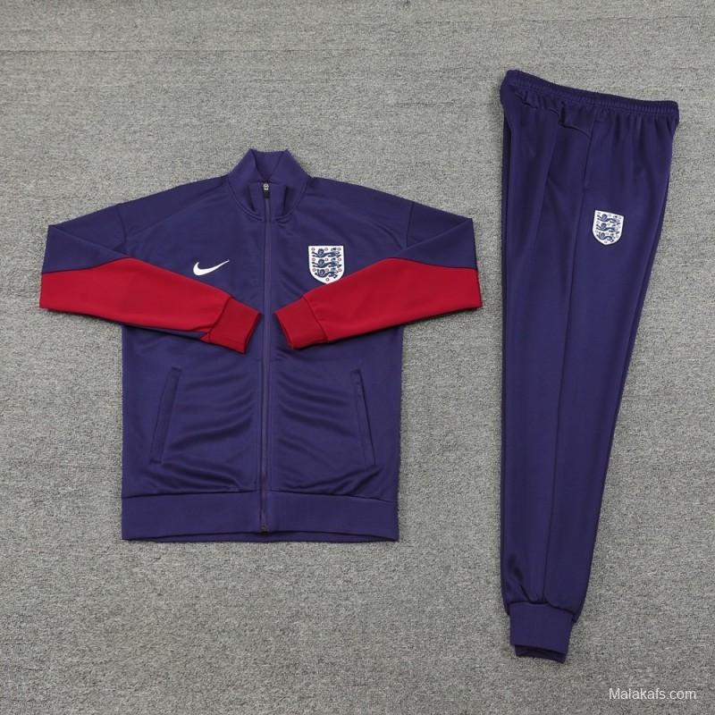 24/25  England Purple Full zipper Jacket Tracksuit+ long pants