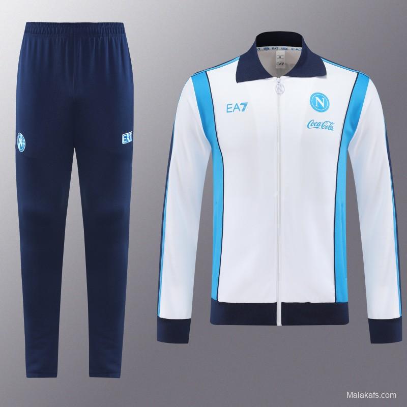 25/26 SSC Napoli White  Full zipper Jacket Tracksuit+ long pants