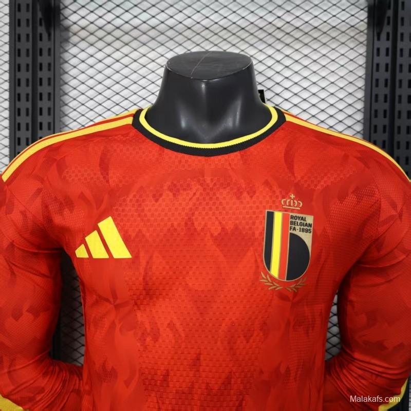 Player Version 2026 Belgium Home Red Long Sleeve Jersey