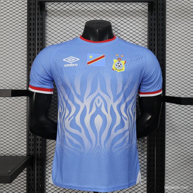 Player Version 2026 DR Congo Home Sky Blue Flame Jersey