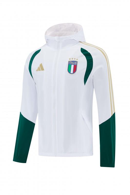 2026 Italy White Hoodie Full Zipper Windbreaker + Long Pants