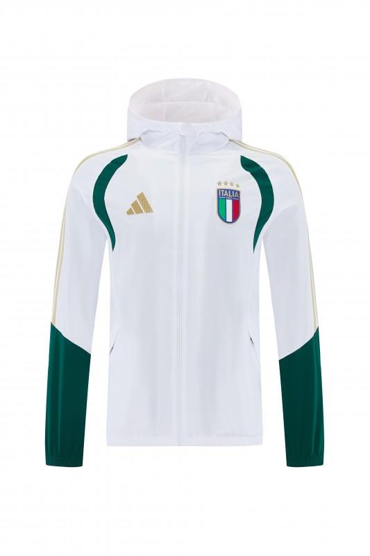 2026 Italy White Hoodie Full Zipper Windbreaker + Long Pants