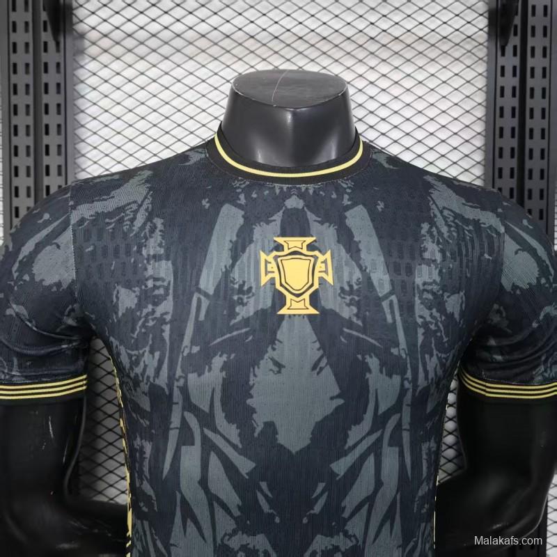 2026 Player Version Portugal Dark Grey with Abstract Graphic Pattern Jersey