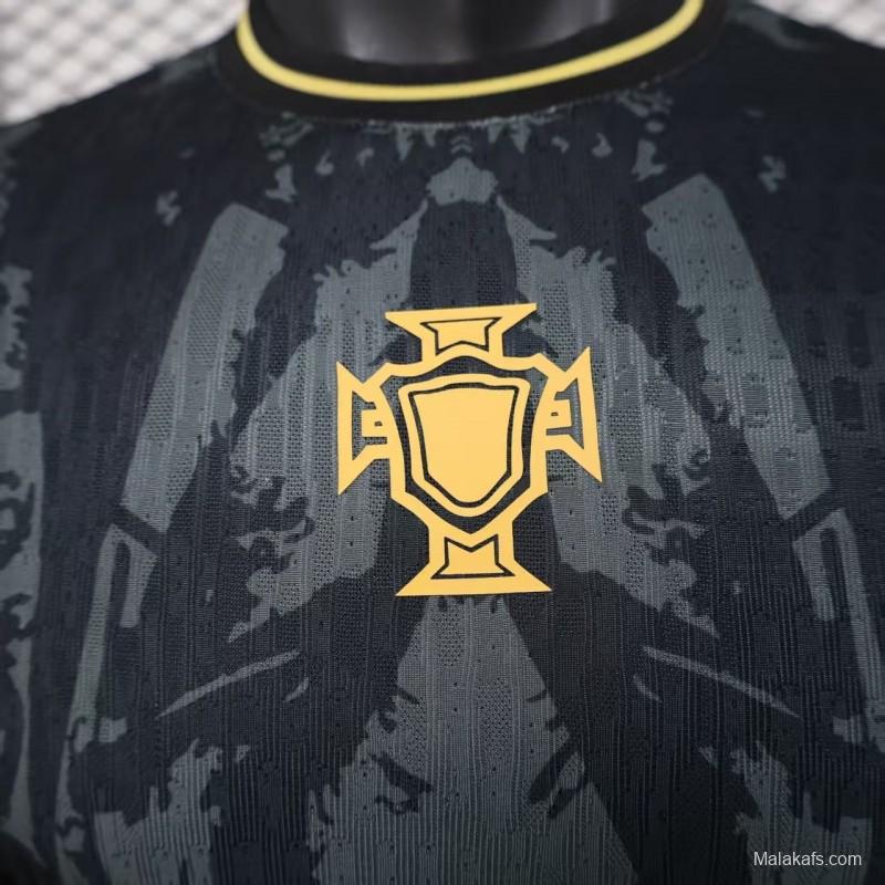 2026 Player Version Portugal Dark Grey with Abstract Graphic Pattern Jersey