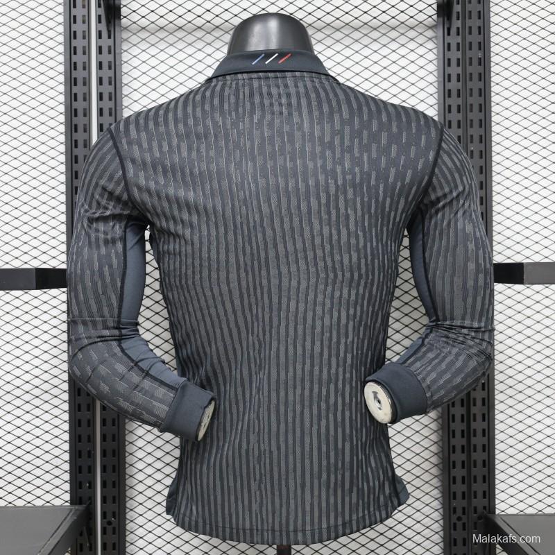 Player Version PSG 25/26 Paris Saint-Germain Black with Grey  Long Sleeve Jersey