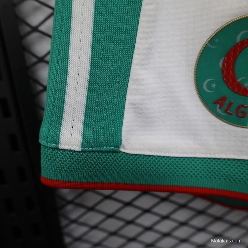 2026 Player Version Algeria White with Green Side Stripes Shorts