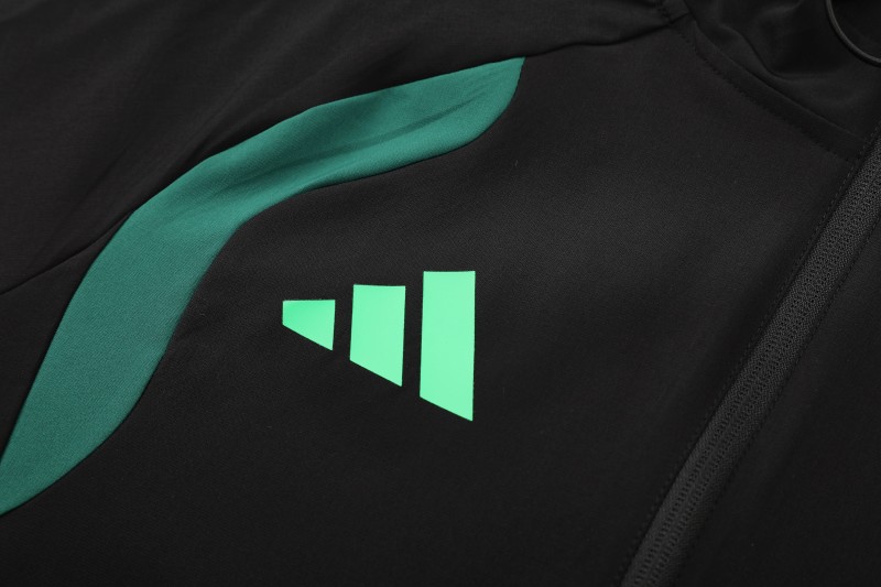 26/27  Mexico Black & Dark Green Full Zipper Hooded Jacket Tracksuit + Long Pants