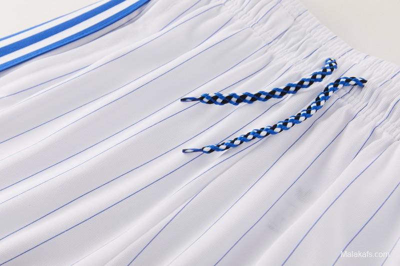 26/27 Chelsea FC  Blue  Stripes Short Sleeve+ White Soccer Shorts