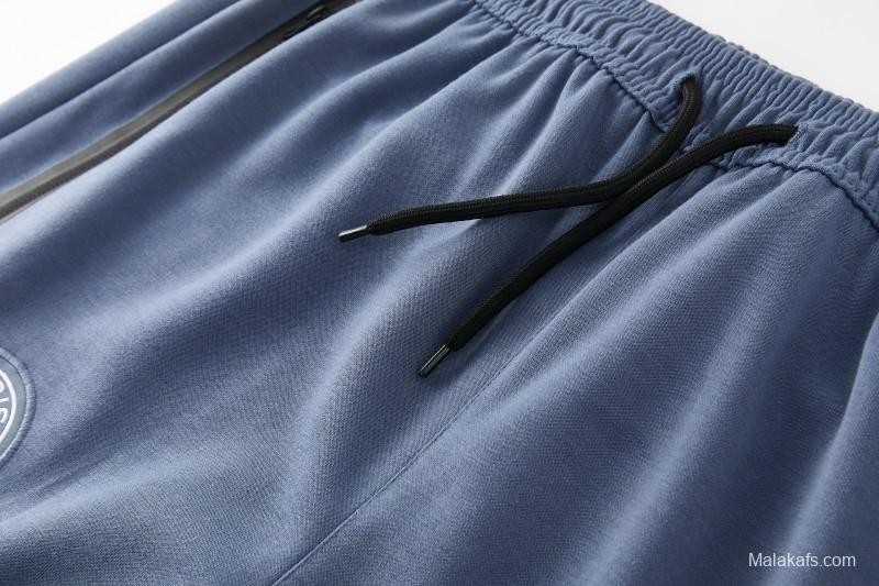 26/27  Paris Saint-Germain Steel Blue Full Zipper Hooded Jacket Tracksuit + Long Pants