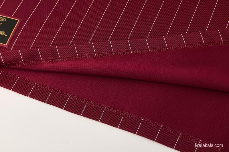 26/27  Arsenal  Maroon Pinstripe Short Sleeve+Soccer Shorts