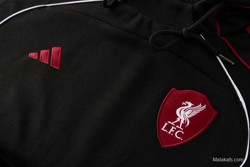 26/27 Liverpool  Black Full Zipper Hooded Jacket Tracksuit + Long Pants