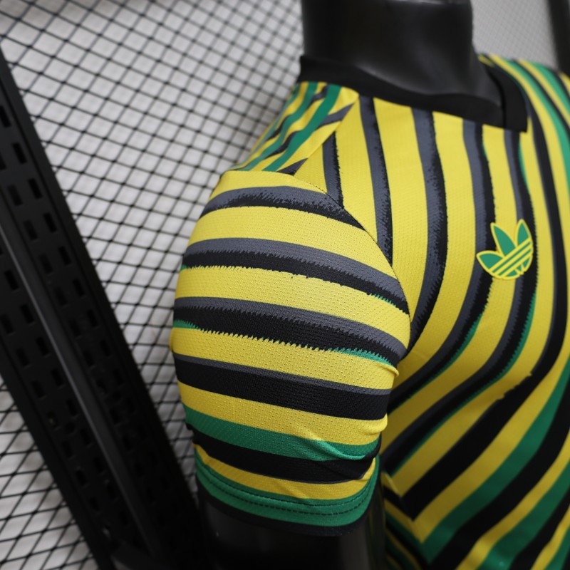 Player Version 2026 Jamaica x Adidas Originals Home Yellow Diagonal Stripe Jersey