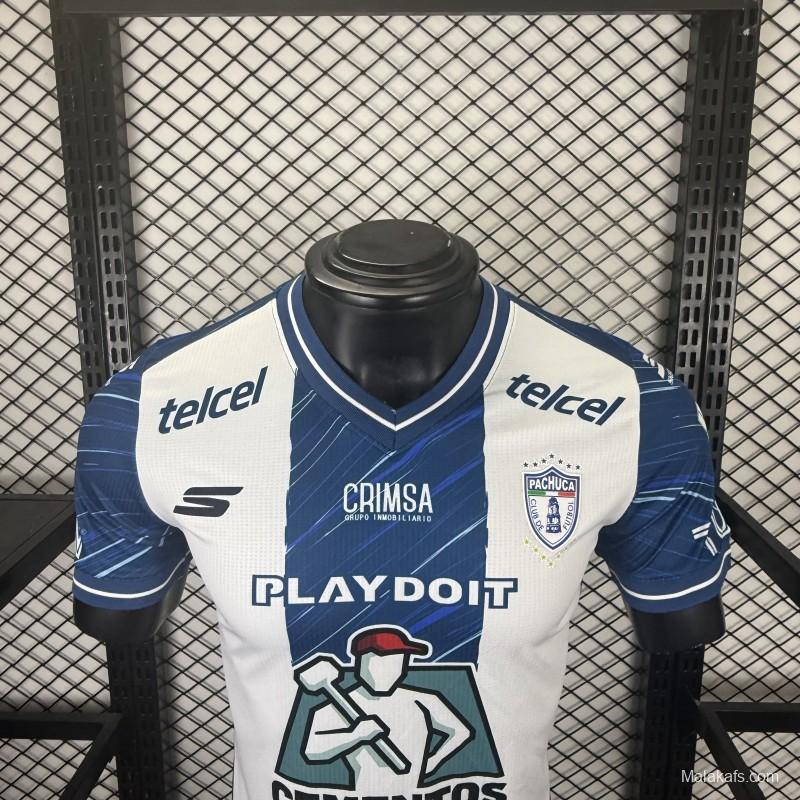 Player Version 25/26 CF Pachuca White & Blue Vertical Stripes Home Jersey