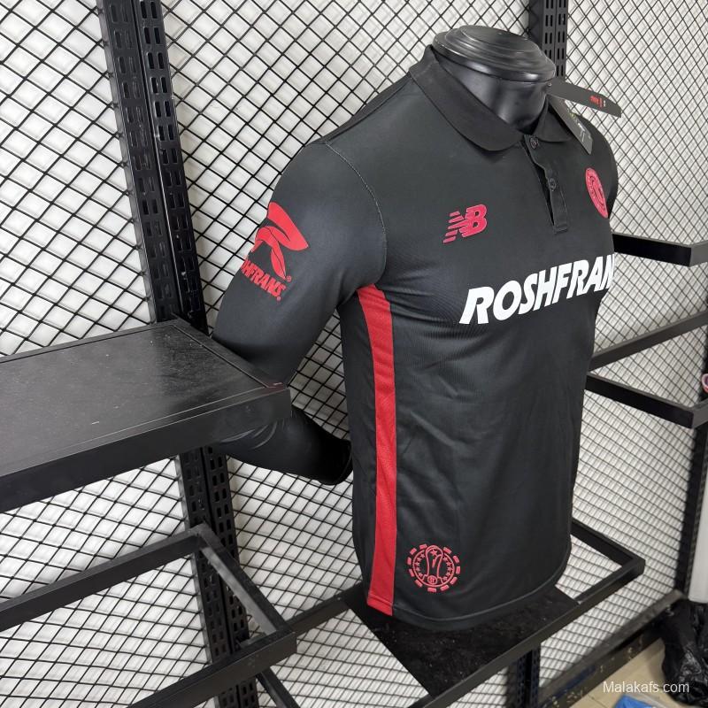 Player Version 25/26 Deportivo Toluca FC Black Goalkeeper Long Sleeve Jersey with Polo Collar