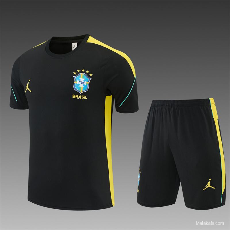 2026 Brazil Black & Yellow Short Sleeve+Soccer Shorts
