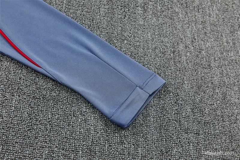 2026 England Grey Half Zipper Jacket Tracksuit + Navy  Blue Long Pants (Nike)