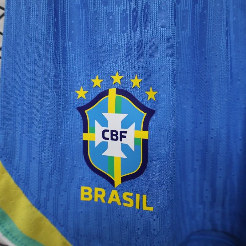 Player Version 26/27 Brazil  Royal Blue Jacquard Stripe Away Shorts