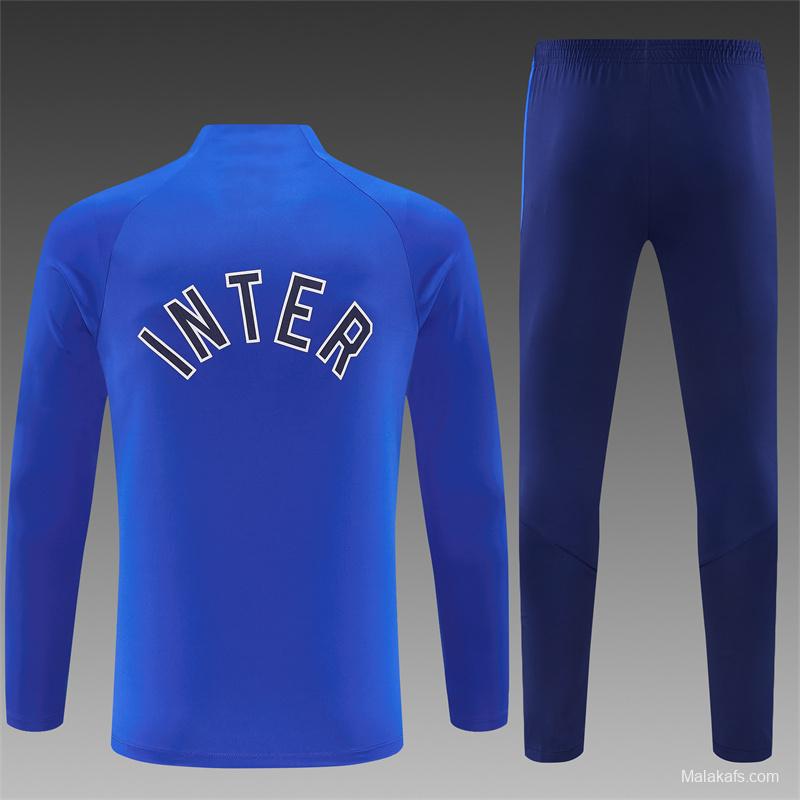 2026 Inter Milan Royal Blue Half  Zipper Jacket Tracksuit + Long Pants (Nike)