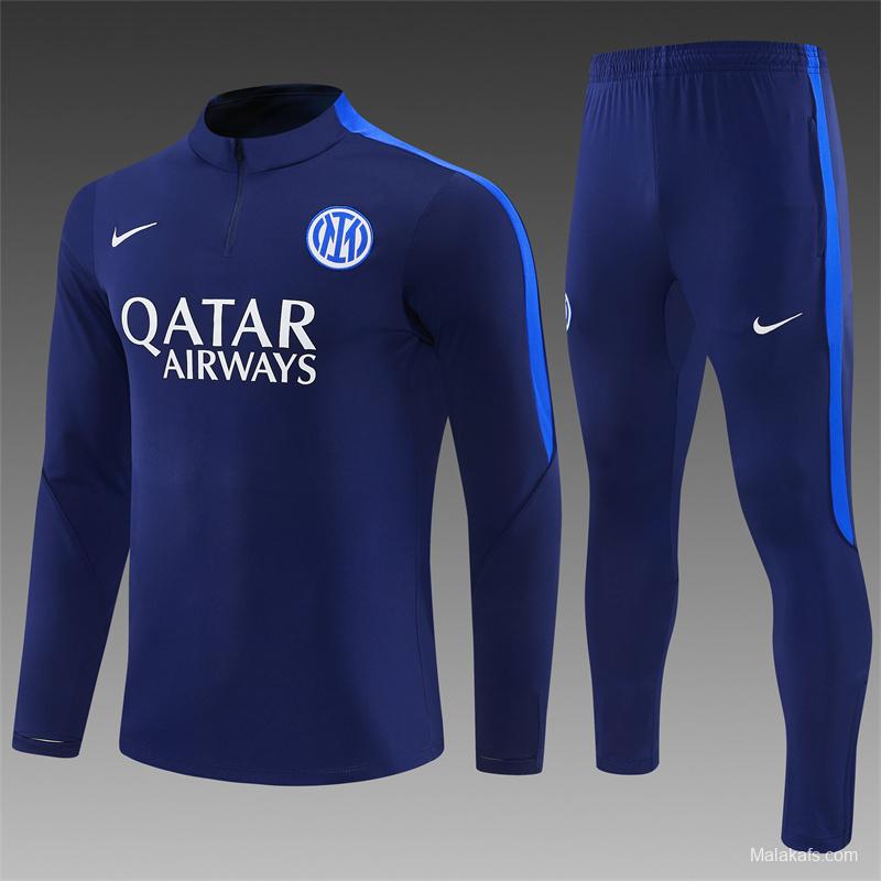 2026 Inter Milan Dark Navy Blue Half Zipper Jacket Tracksuit + Long Pants