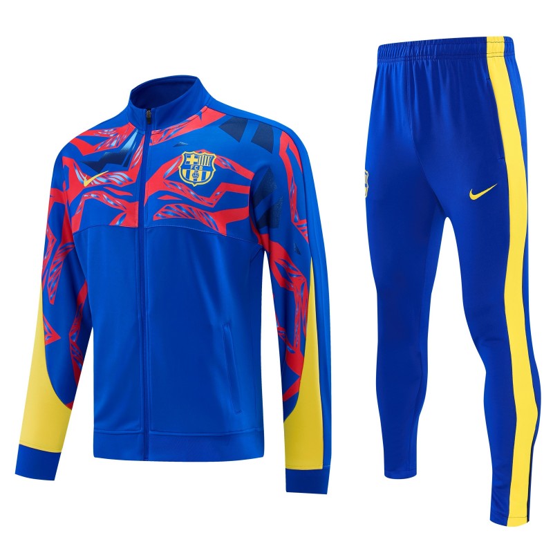 26/27 FC Barcelona Blue with Red  Full Zipper Jacket Tracksuit + Long Pants