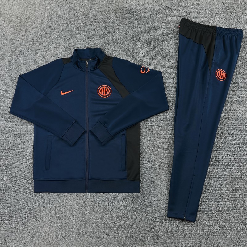 26/27 Inter Milan Navy Blue & Black Full Zipper Jacket Tracksuit + Long Pants