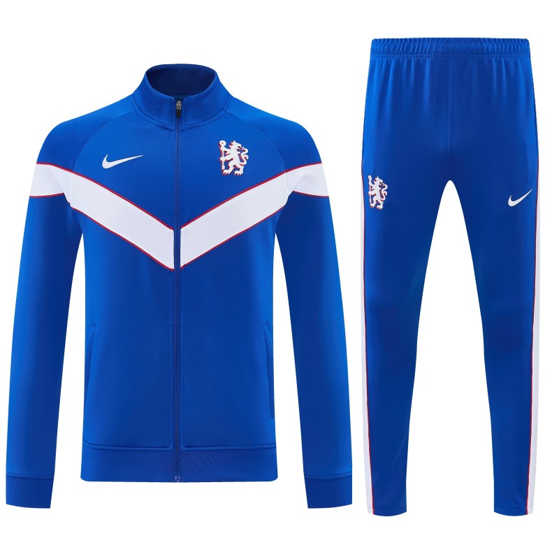 26/27 Chelsea  Blue&White Full Zipper Jacket Tracksuit + Long Pants