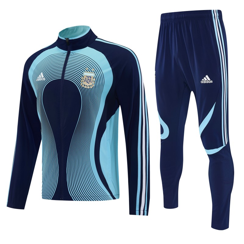 2026 Argentina Navy & Sky Blue Full Zipper Jacket Tracksuit + Long Pants