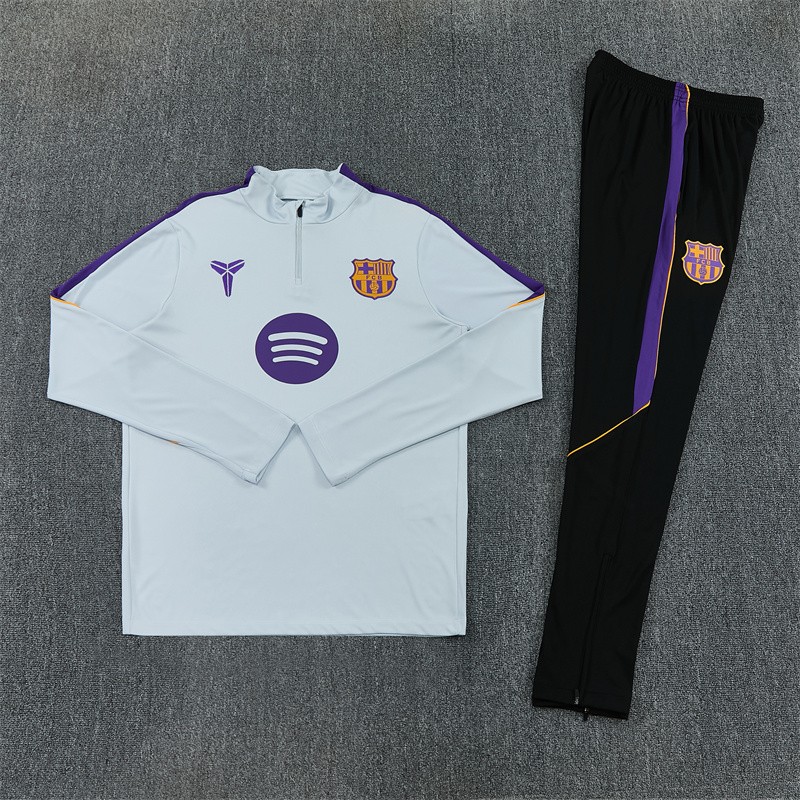 Player Version 26/27  Barcelona Light GreyHalf Zipper Jacket+Long Pants
