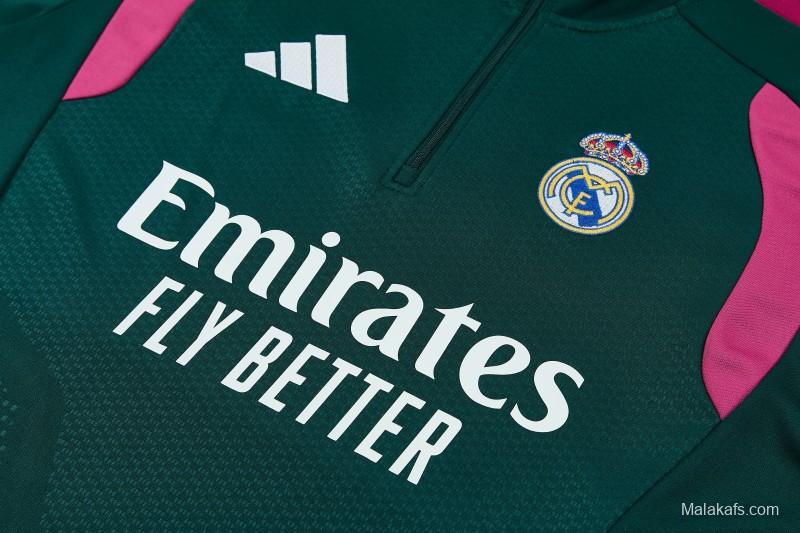 26/27 Real Madrid Dark Green Half Zipper Jacket Tracksuit + Long Pants